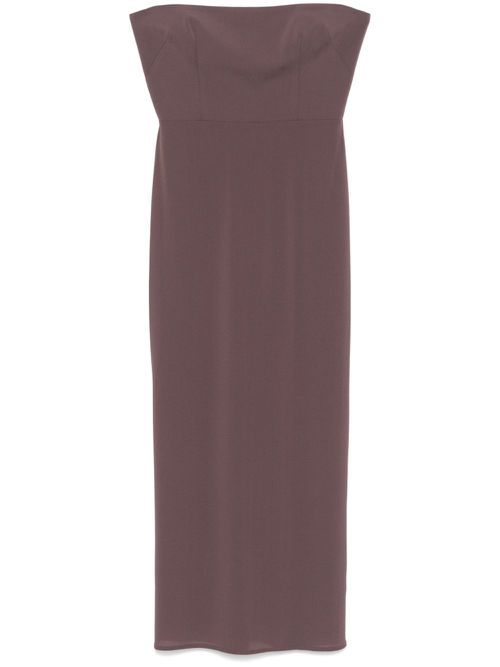 Crepe strapless maxi dress - Brown