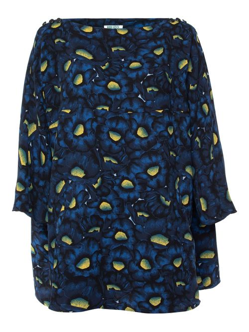 Abstract-pattern print blouse - Blue