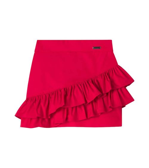 Ruffled cotton-blend skirt