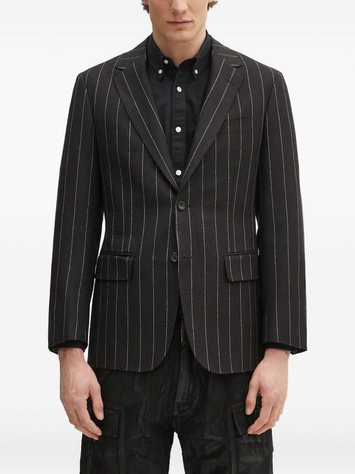 Pinstripe single-breasted blazer - Black