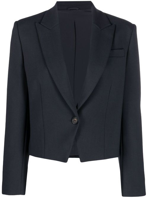 Single-breasted cropped blazer - Blue