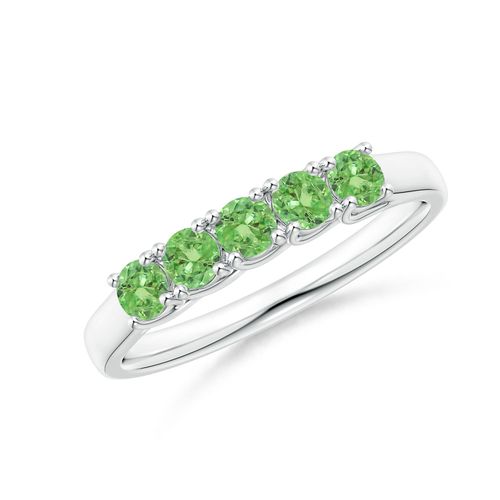 Angara 0.5 Carat Half Eternity Five Stone Tsavorite Wedding Ring in 14K White Gold