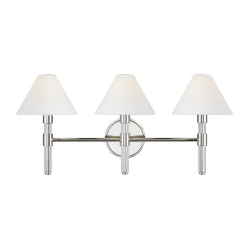 Visual Comfort Studio Robert 3-Light Bathroom Vanity Light in Polished Nickel And Clear Acrylic by Ralph Lauren