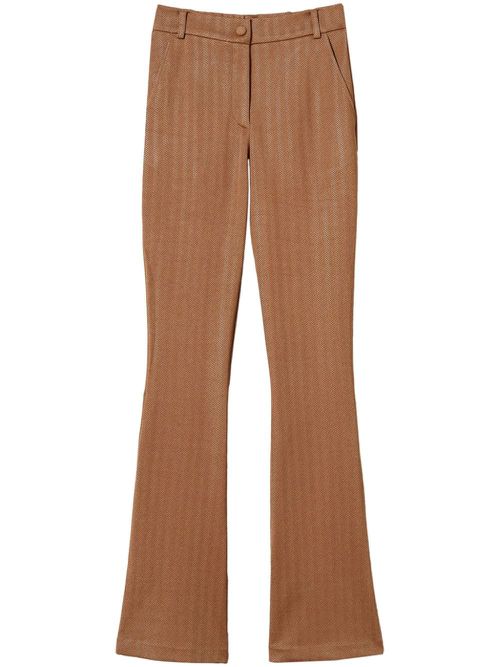Jacquard flared trousers - Neutrals