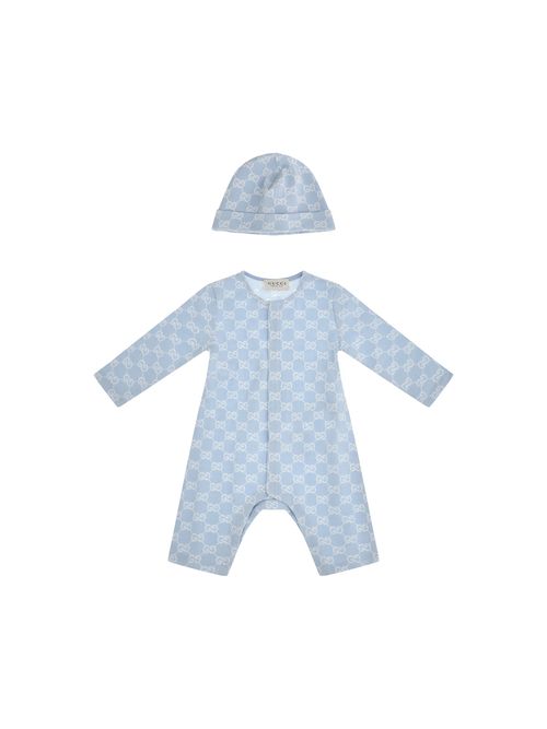 GG Cotton Piqué Bodysuit — Blue