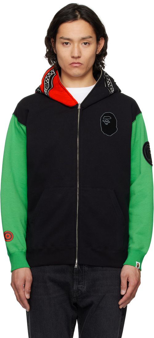 Black & Green United Arab Emirates Shark Full Zip Hoodie