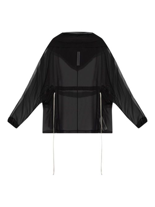 Rick Owens semi-sheer silk hoodie - Black