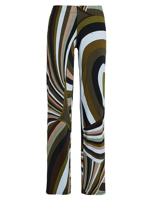 Women's L'Alba Printed Jersey Satin Regular-Fit Pants - Khaki Blue