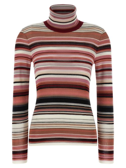 Striped Viscose-Wool Turtleneck Sweater — Multicolor