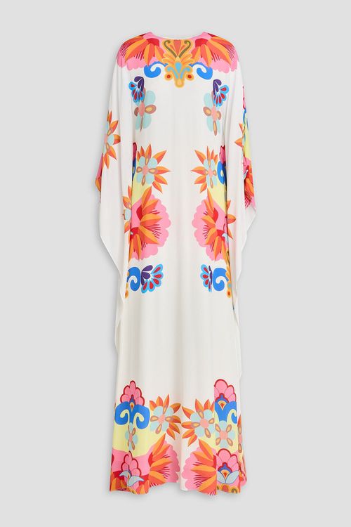 Eloise draped printed cotton maxi dress - White - UK 8