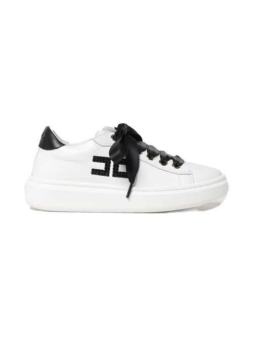 Leather lace-up sneakers - White