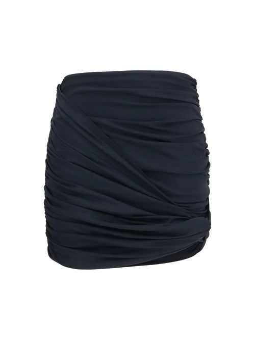 Draped Swim Mini Skirt — Black