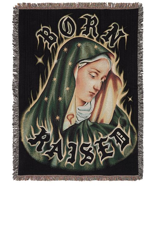 Born x Raised Guadalupe Blanket in Black - Black. a