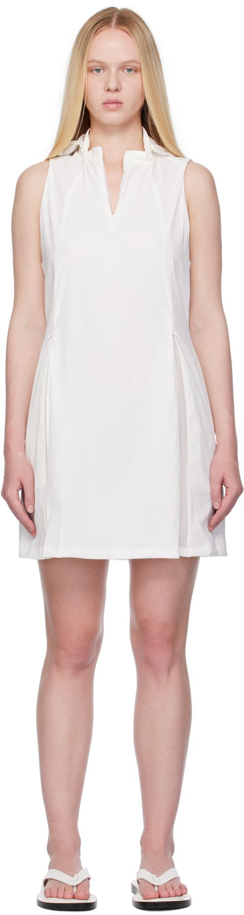 White Nylon Hooded Minidress