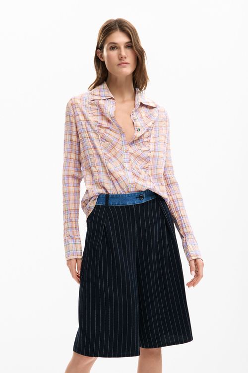 Checked shirt with ruching