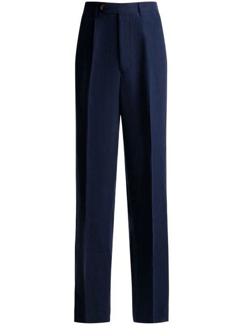 Straight-leg linen chino trousers - Blue