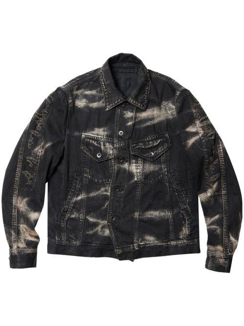 Bleach-wash denim jacket - Black