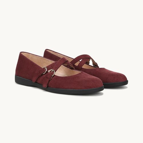 Stride Marnie Mary Jane Flat Shoes California Wine Red Microsuede