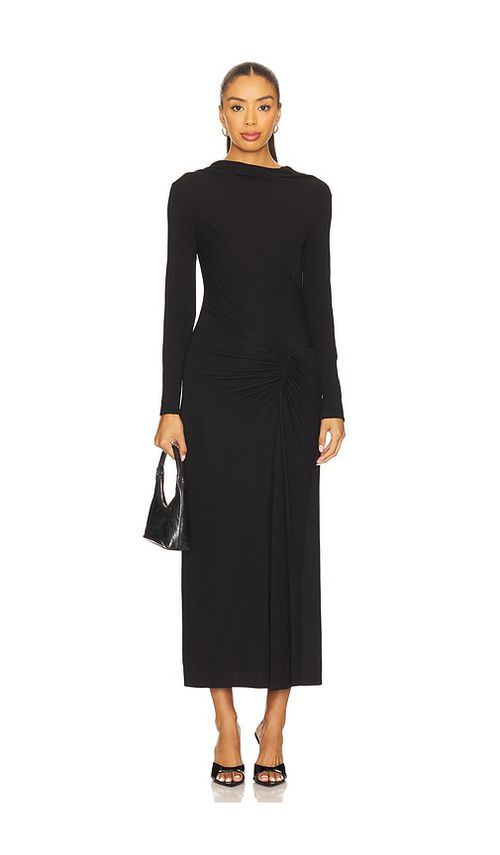 SIMKHAI Ferrera Longsleeve Midi Dress in Black - Black. 0 also