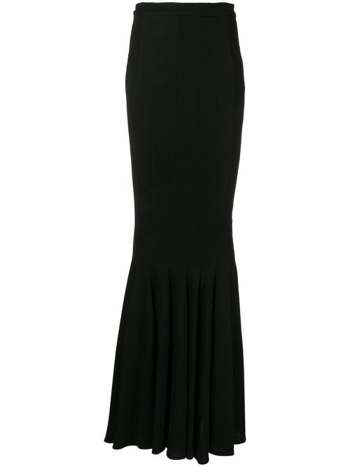 Stretch-jersey long mermaid skirt - Black