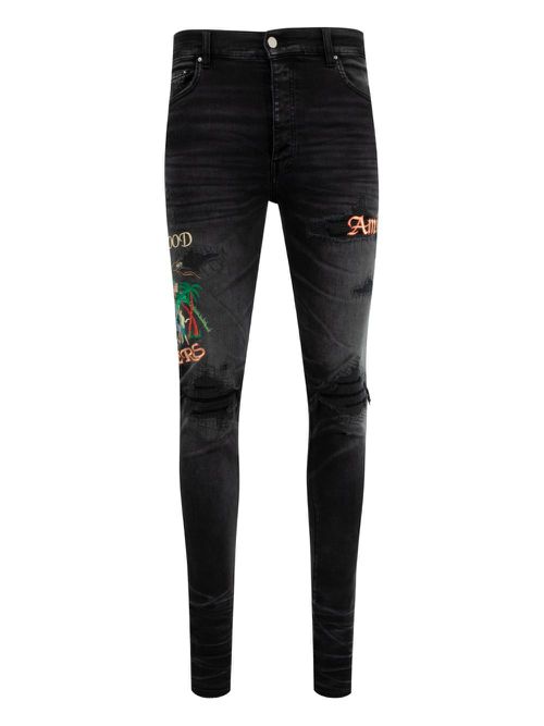 Sinners embroidered skinny jeans - Black