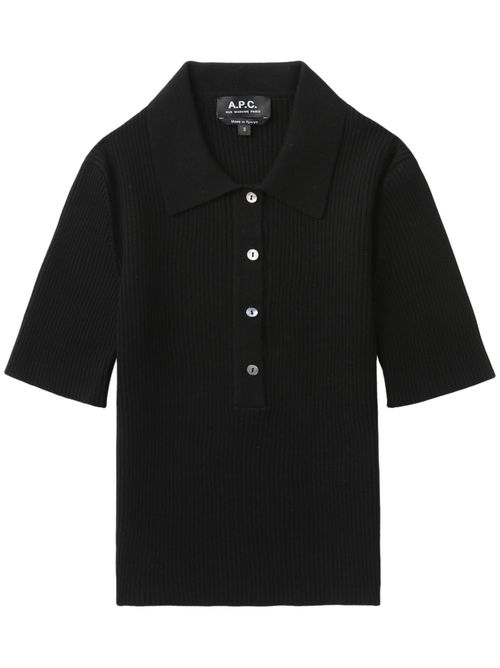 Ribbed polo shirt - Black