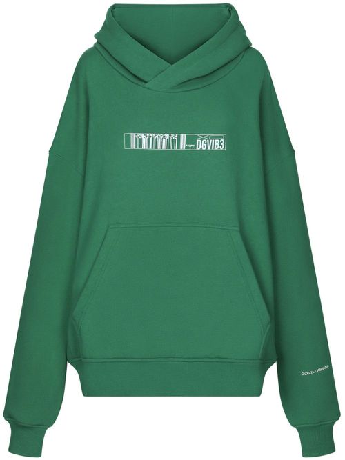 Logo-print cotton hoodie - Green