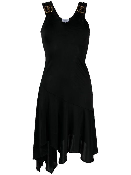 Logo-plaque satin dress - Black