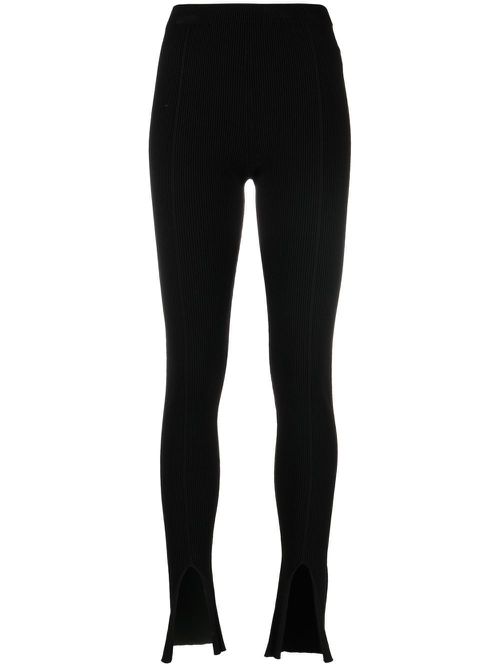 Rib-knit slit-detail trousers - Black