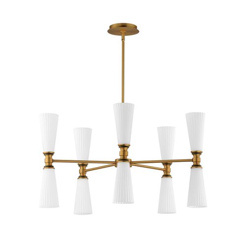 Krevat 10-Light Chandelier in Black with Natural Aged Bra