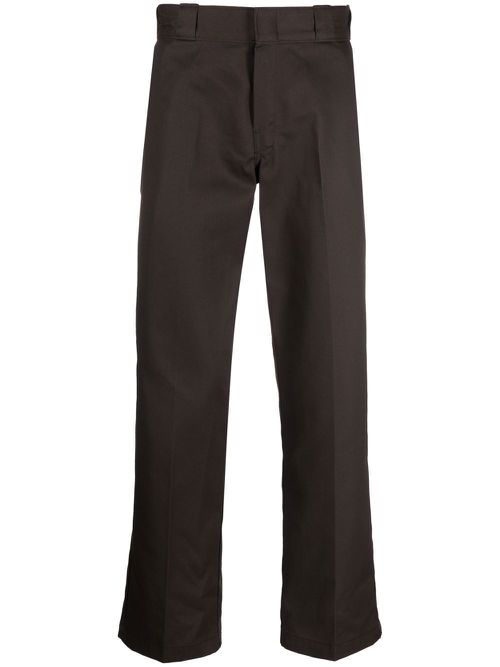 Rear logo-patch trousers - Brown