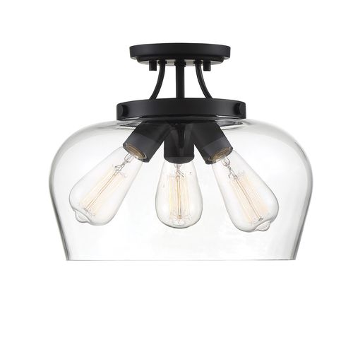 Savoy House Octave 3-Light Semi Flush Ceiling Light in Black - 6-4035-3-BK