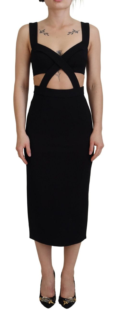 Viscose Bodycon Sheath Dress — Black
