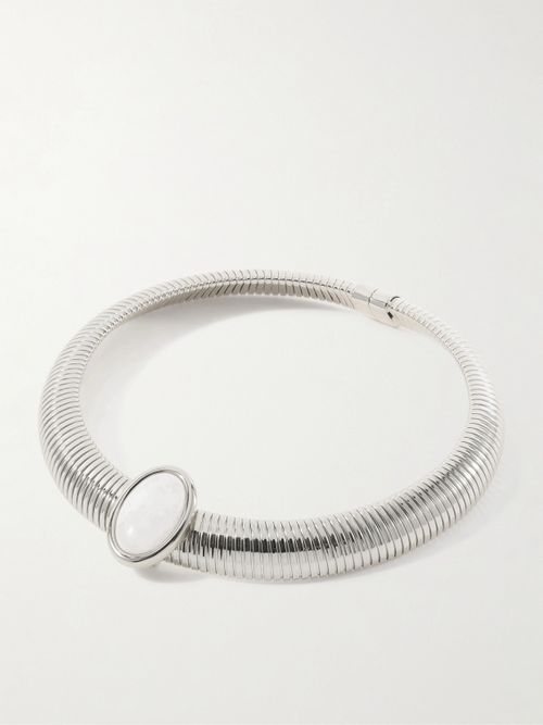 Opyum Rhodium-plated Moonstone Necklace - Silver