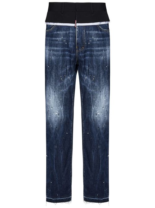 Medium White & Blue Spots Loose Jeans