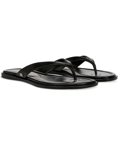 Women's Remi Thong Flat Sandals - Black Leather