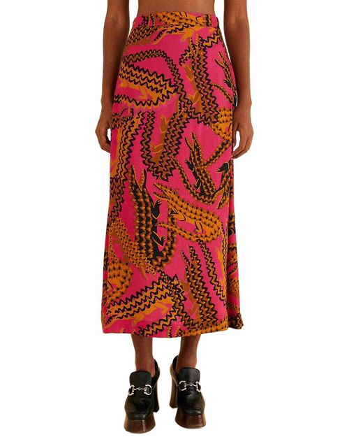 Croco Pink Midi Skirt