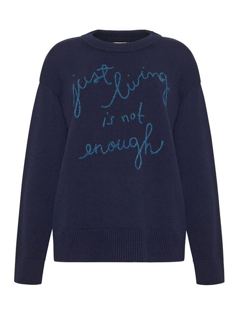 Women's Just Living Is Not Enough Crewneck Sweater In Navy