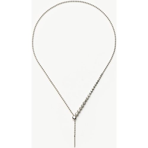 Beaded Stone Slider Lariat Necklace | Sterling Silver Cubic Zirconia