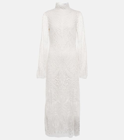 Galvan Bridal Borghese backless lace midi dress