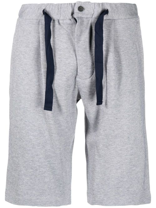 Mélange-effect drawstring-waist shorts - Blue