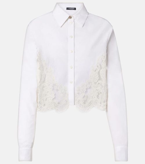 Lace-trimmed cotton poplin shirt