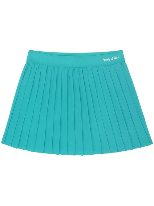 Logo-print pleated tennis skirt - Blue