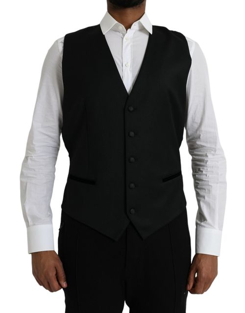 Silk-Wool Blend Vest — Black