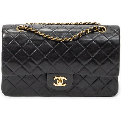 Chanel Womens Classic Double Flap 26 Shoulder Bag - Black Leather - One