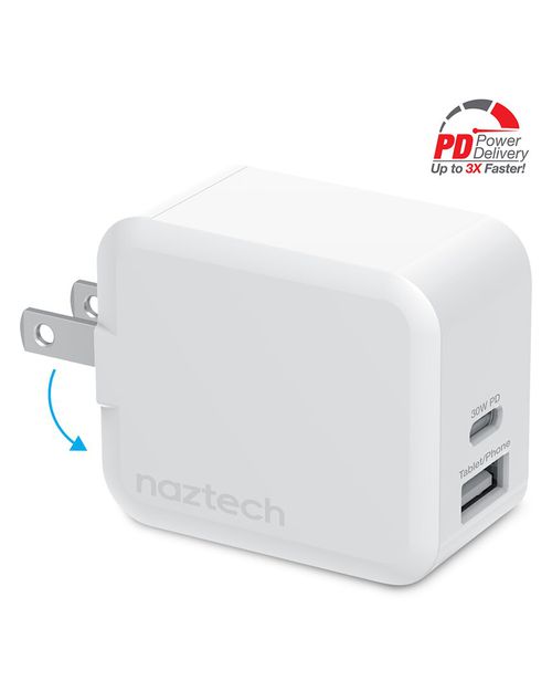 Naztech 30W USB-C PD Dual Output Fast Wall Charger