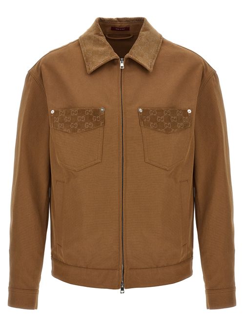 Canvas with GG Corduroy Jacket — Brown