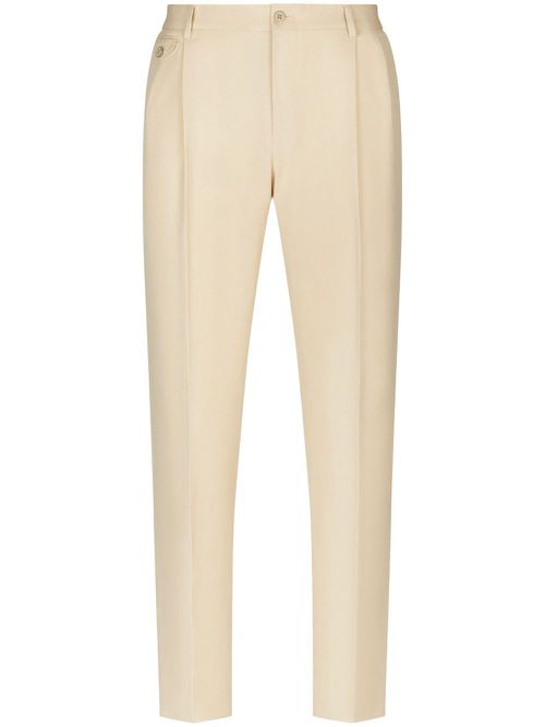 Pressed-crease tailored trousers - Neutrals