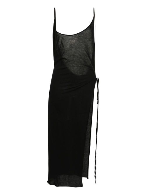 Open-back cotton midi dress - Black