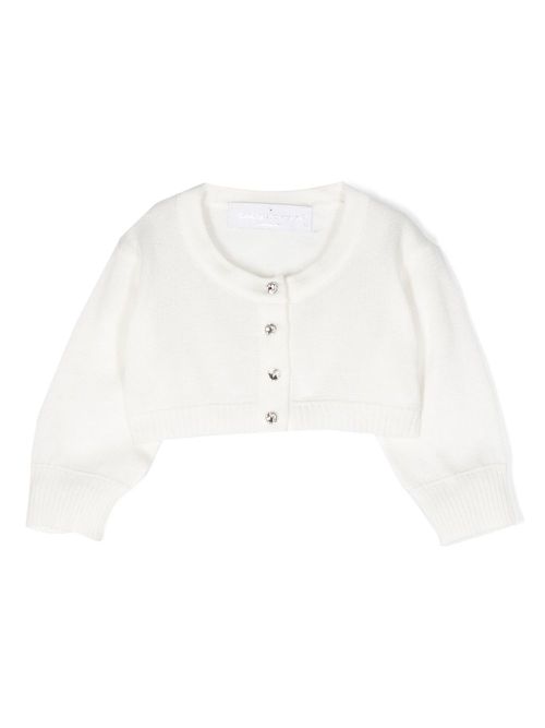 Crystal-embellished cotton cardigan - White